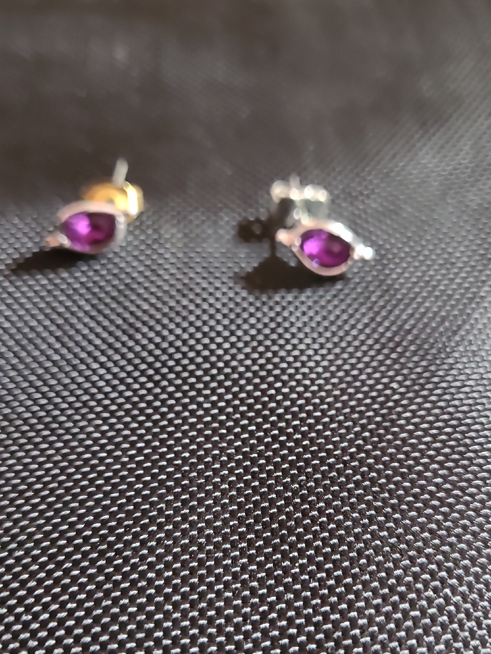 Source Unknown Purple Teardrop Stud Earrings with Silver Accents